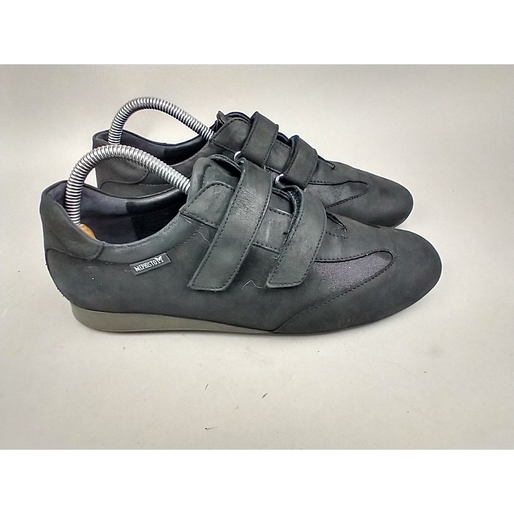 MEPHISTO BEA Black Leather Hook & Loop Sneakers WOMEN'S 8.5